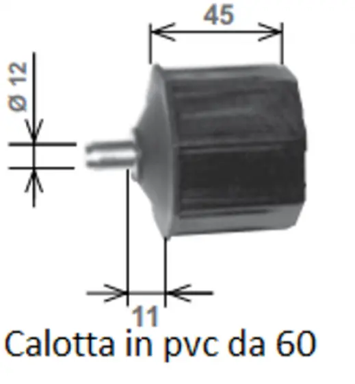 Calotta PVC ottagonale da 60 mm 2